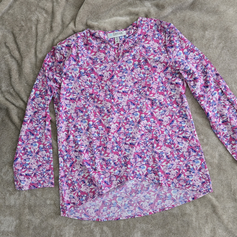 Coolibar Pink and Purple Floral Top